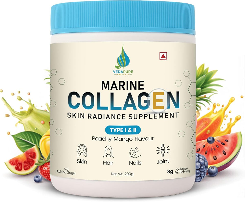Vedapure Marine Collagen Skin Radiance Supplement - Peachy Mango - 200g