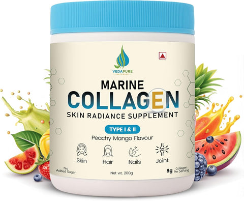 Vedapure Marine Collagen Skin Radiance Supplement - Peachy Mango - 200g