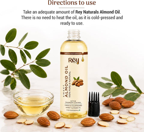 ReyNaturals Sweet Almond Oil - Virgin & Cold Pressed, 200ml - Image 5