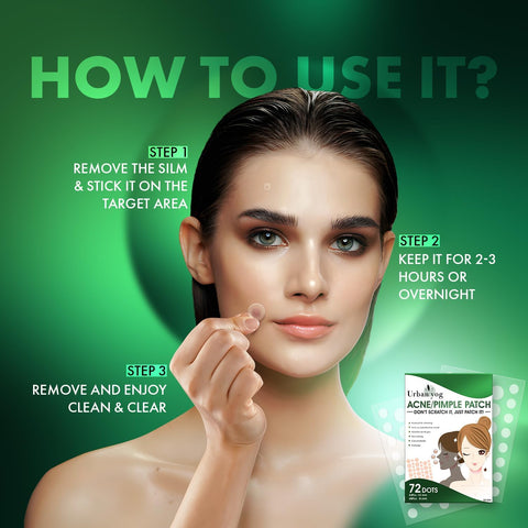 Urban Yog Acne Pimple Patch - Invisible Facial Stickers cover with 100% Hydrocolloid, Pimple Patches for Face (72 Dots)