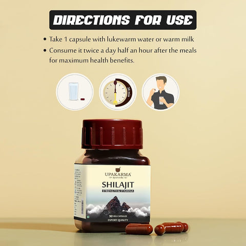 Upakarma Ayurveda Shilajit Capsules - 100% Pure, 1200mg Daily Dosage, 90 Veg Capsules - Image 6