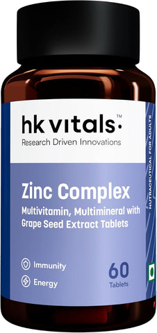 HK Vitals Zinc Supplements with Vitamin C & D3 - 60 Tablets
