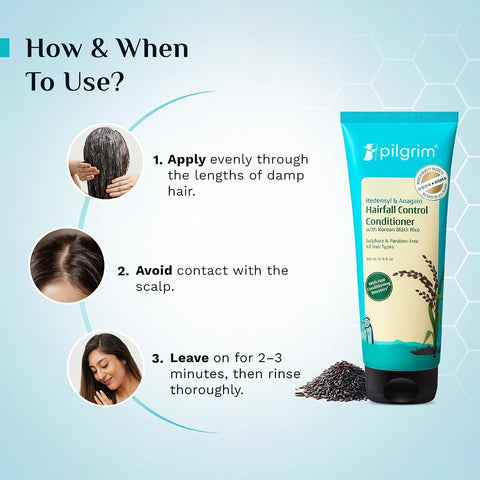 Pilgrim Redensyl & Anagain Hairfall Control Conditioner with Korean Black Rice - 200ml - Image 3