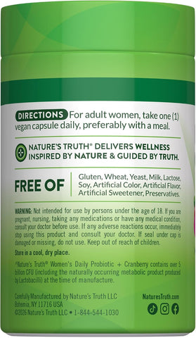 Nature's Truth Woman Probiotic Cranberry - 40 Capsules