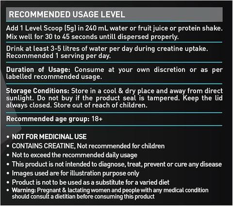 كرياتين أحادي الهيدرات من MuscleBlaze (بدون نكهة، 0.55 رطل / 250 جم) 50 حصة