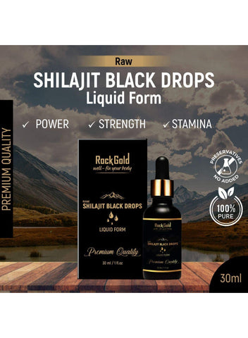ROCK GOLD Pure & Natural Himalayan Original Raw Shilajit Liquid Black Drops Helps in Stamina, Gym, Bodybuilding For Men & Women - 30ML