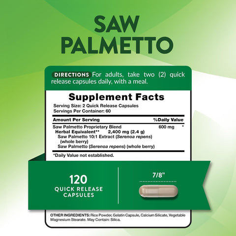 Nature's Truth Saw Palmetto Herbal Complex - 120 Capsules