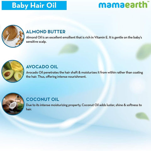 Mamaearth Nourishing Baby Hair Oil - Almond, Avocado & Coconut Blend, 200ml - Image 6