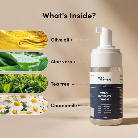 Man Matters Intimate Wash - Aloe Vera & Tea Tree, pH Balanced, 120ml - Image 4