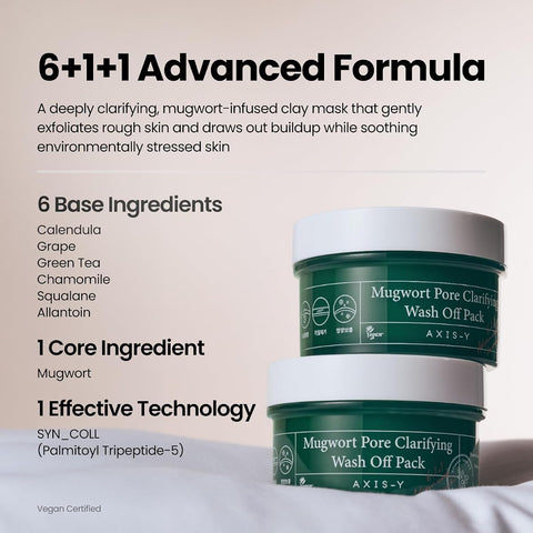 AXIS-Y Mugwort Pore Clarifying Wash Off Pack - Face Mask & Exfoliator, 50ml - Image 8