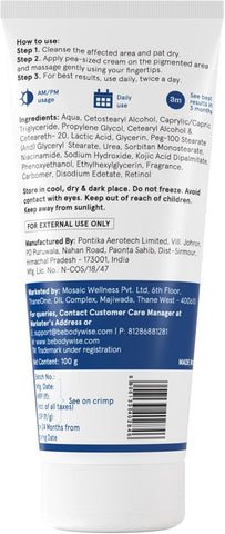 Be Bodywise Pigmentation Cream with Lactic Acid, Retinol & Kojic Acid - 100g - Image 8
