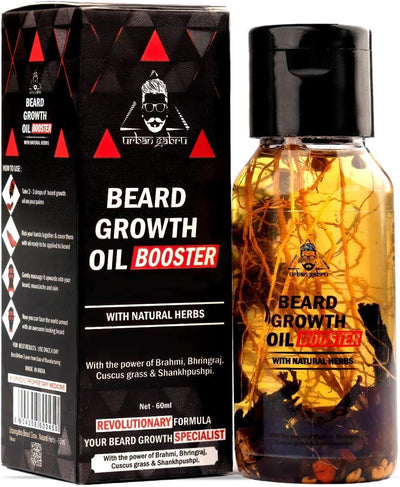 Urban Gabru Beard Booster Growth Oil - Natural Herbs & Jadibuti, Paraben-Free - 60 ml