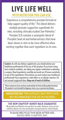New Chapter Prostate Support - Prostate 5LX with Saw Palmetto, 120 Capsules - Image 7