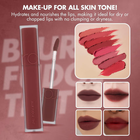 Rom&Nd Blur Fudge Tint 04 Radwood - Deep Matte Lip Colour, Soft Matte Formula, 5.5g - Image 8