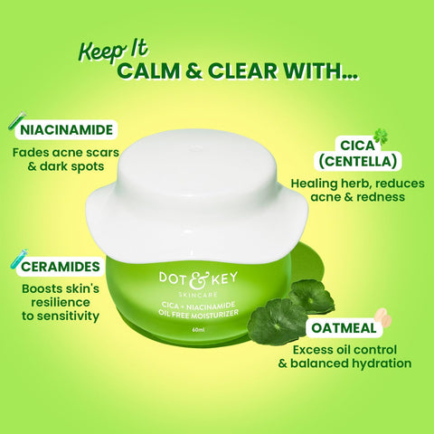 مرطب Dot &amp; Key CICA + Niacinamide الخالي من الزيوت، 60 مل