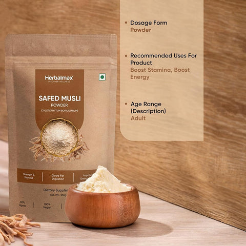Herbal Max Safed Musli Powder - Organic Herbal Supplement - 100g - Image 4