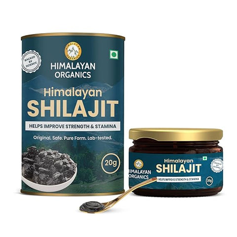 Himalayan Organics Himalayan Shilajit/Shilajeet Resin + Himalayan Organics Vitamin C as Amla Extract 1000mg Zinc 120 Tablets + Himalayan Organics Ashwagandha 1000mg 120 Tablets