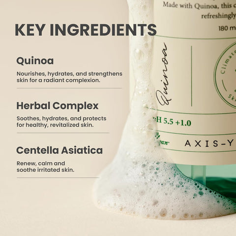 AXIS-Y Quinoa One-Step Balanced Gel Cleanser - Gentle, Soothing with Centella & Green Tea - 180ml - Image 3