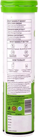 Oziva Acv Moringa|Control Cravings I Apple Cider Vinegar, Cinnamon, Guggul I No Maltodextrin & No Added Sugar I 15 Effervescent Tablets - Green Apple, 15 Capsules