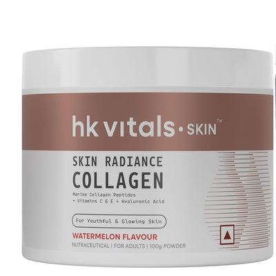 HK Vitals Skin Radiance Marine Collagen Supplement Powder (Orange, 100G) | Collagen Peptides With Vitamin C, E