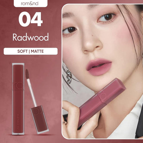 Rom&Nd Blur Fudge Tint 04 Radwood - Deep Matte Lip Colour, Soft Matte Formula, 5.5g - Image 2