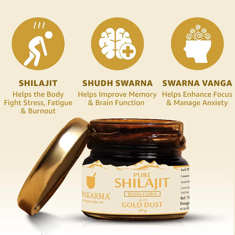 Upakarma Ayurvedic Shilajit with Gold Dust - Pure Resin 20g - Image 2
