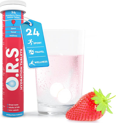 ORS Hydration Electrolyte Tablets for Kids - Natural Strawberry, 24 Tablets