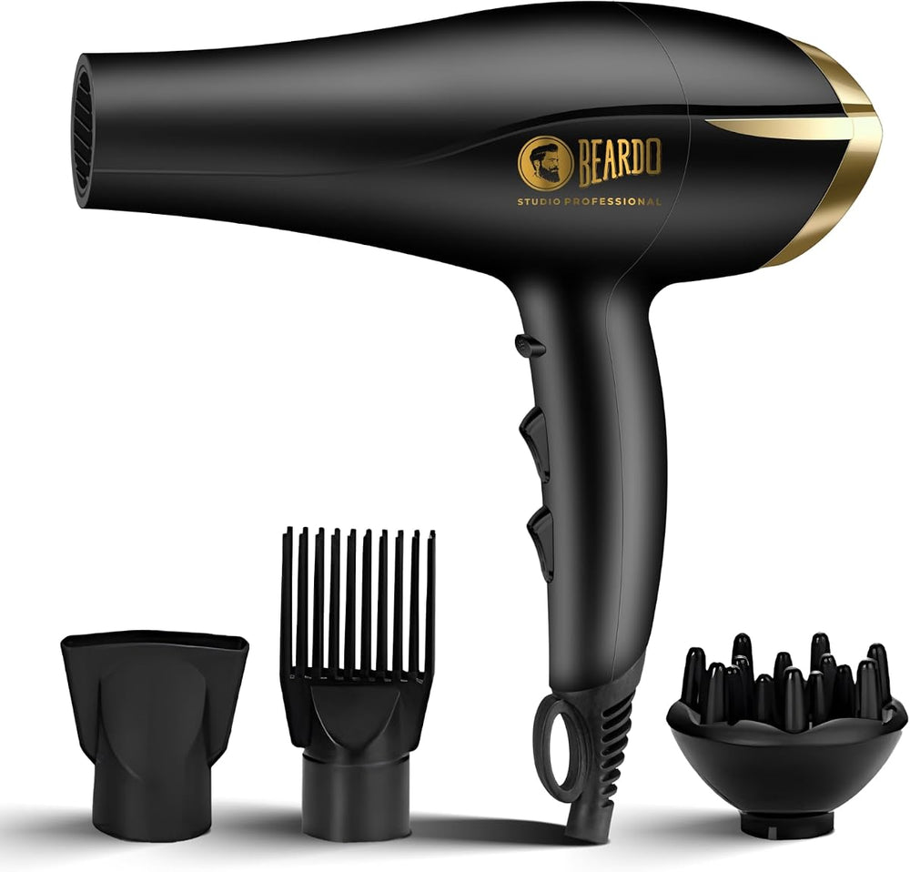 Beardo Tornado Hair Dryer - 2000W Professional, 3 Attachments