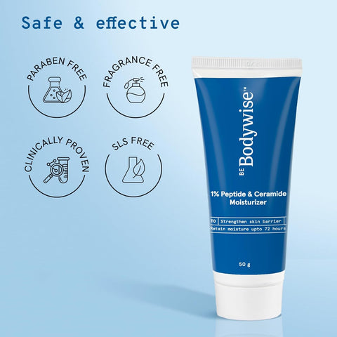 Be Bodywise 1% Peptide & Ceramide Face Moisturizer - 50g - Image 6