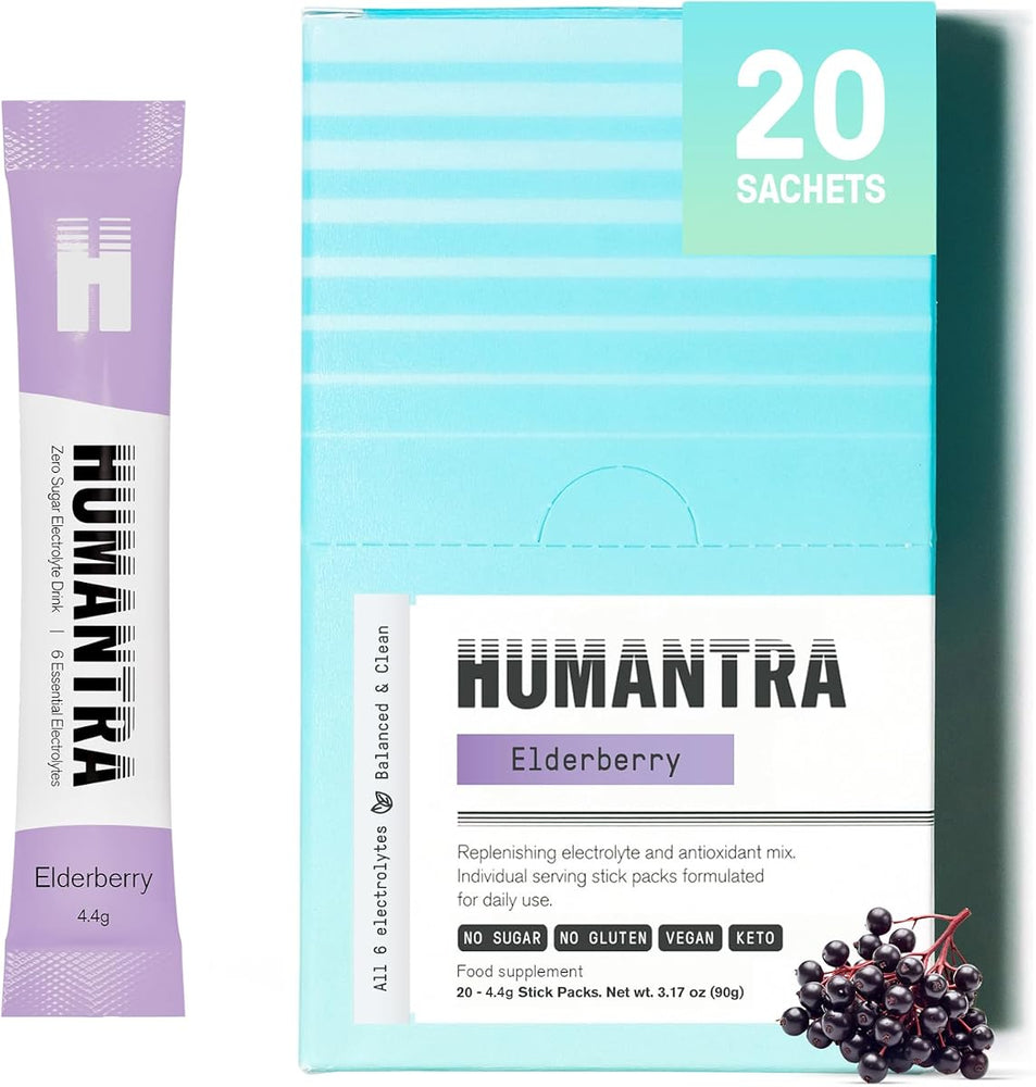 Humantra Electrolyte Powder - Elderberry Flavour, 20 Sachets