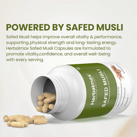 Herbal Max Safed Musli Capsules - 800mg, 60 Capsules - Image 4