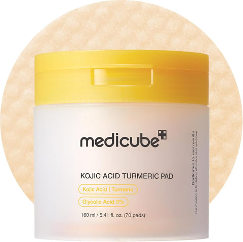 Medicube Kojic Acid Turmeric Clarifying Toner Pads for Troubled Skin - 70 Pads