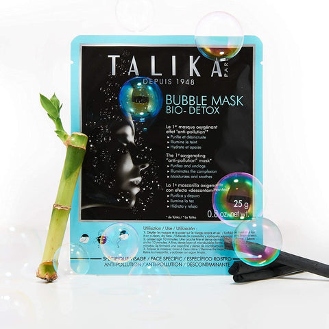 Talika Bubble Mask - Bio Detox Oxygenating Sheet Mask - Deep Cleansing Unclogs Pores - Purifying, Moisturizing, Illuminating Treatment