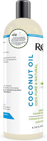 Rey Naturals Coconut Oil - Cold-Pressed, Pure & Natural, 200ml for Hair & Skin - Image 2