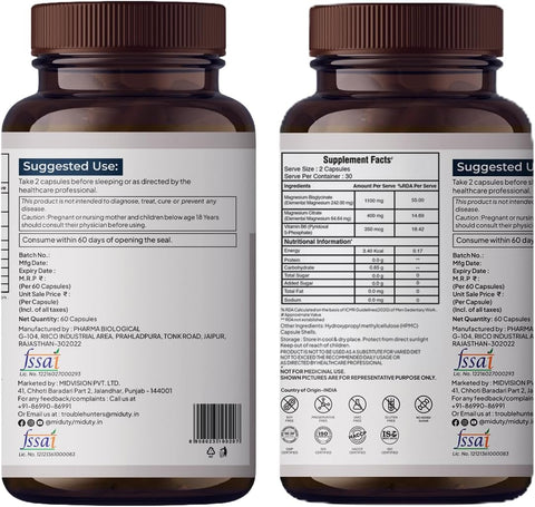 Miduty Chelated Magnesium Bisglycinate with Vitamin B6 - High Absorption 60 Veg Capsules - Image 8