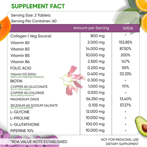Herbal Max Collagen Beauty Supplements - 60 Tablets, 800mg - Image 6