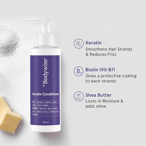 Be Bodywise Keratin Conditioner - Moisture Locking, Frizz Reduction - 200ml - Image 3