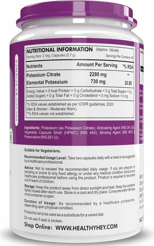 HealthyHey Potassium Citrate - 730mg, 120 Vegetable Capsules - Image 6