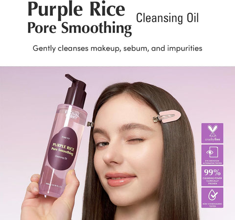 Eqqualberry Purple Rice Pore Smoothing Cleansing Oil - Korean Oil Cleanser, 200ml - Image 2