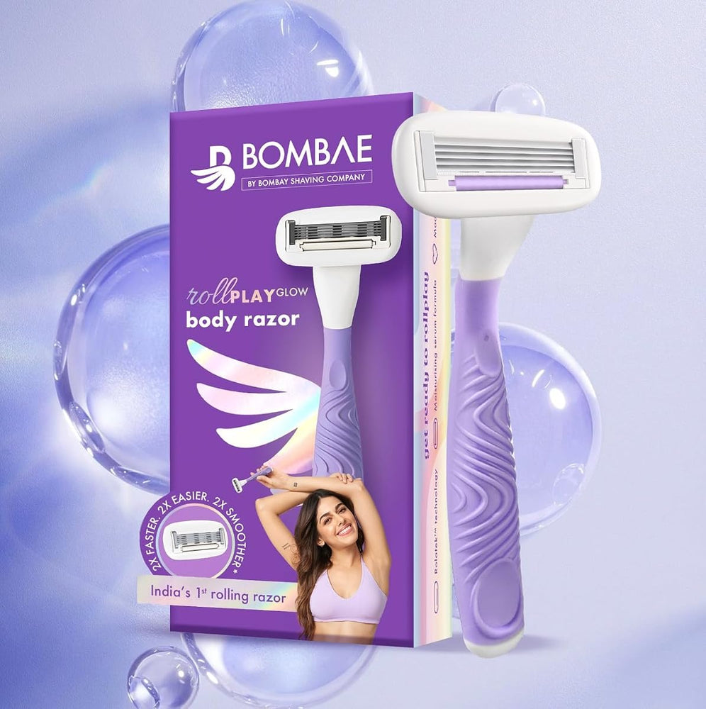 Bombay Shaving Bombae Rollplay Glow Body & Bikini Razor - Aloe Vera, Jojoba Oil, Vitamin E Infused - 1 Razor with 1 Refill