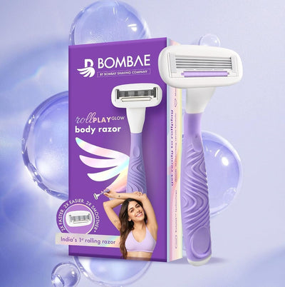 Bombay Shaving Bombae Rollplay Glow Body & Bikini Razor - Aloe Vera, Jojoba Oil, Vitamin E Infused - 1 Razor with 1 Refill