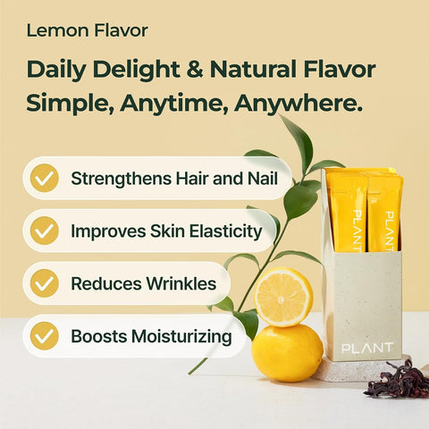 PLANT Vegan Liquid Collagen + Biotin - Lemon Flavour, 15 Sachets - Image 2