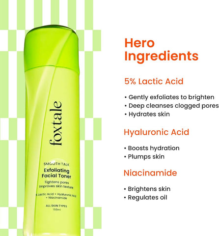 Foxtale Exfoliating Facial Toner - 5% Lactic Acid, Alcohol-Free - 150ml - Image 3