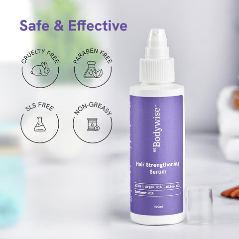 Be Bodywise Hair Strengthening Serum with Argan, Sunflower & Olive Oil - 100ml - Image 6
