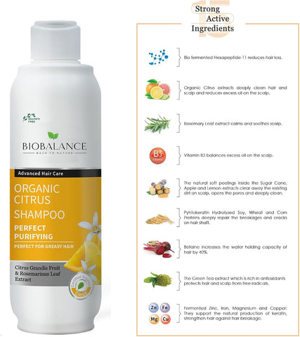 BioBalance Organic Citrus Shampoo for Greasy Hair - 330ml - Image 6