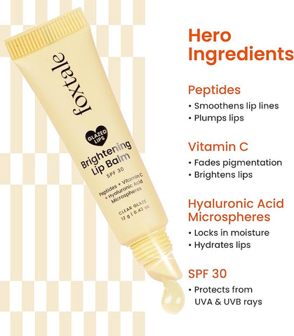 Foxtale Brightening Lip Balm With Peptides, Vitamin C & Hyaluronic Acid Clear Glaze
