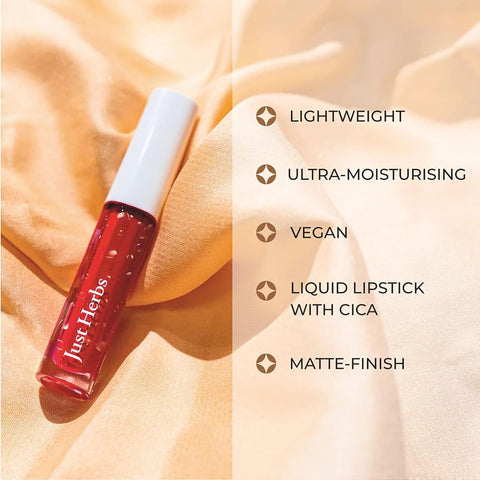 Just Herbs Ayurvedic Matte Liquid Lipstick with Liquorice & Almond Oil - Apricot Coral, 2ml - Image 5