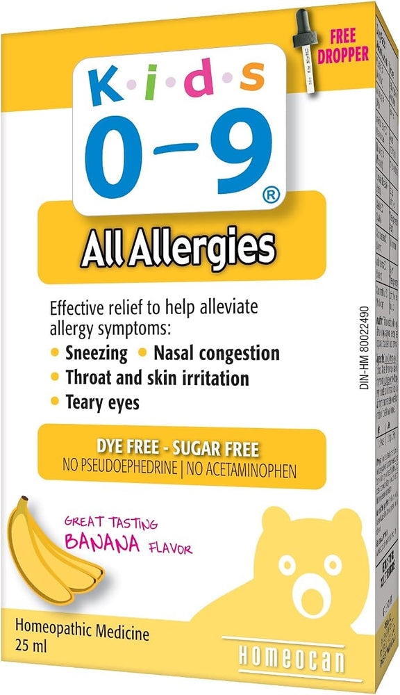 Kids 0-9 Allergy Relief Homeopathic Oral Solution with Banana Flavour - 25ml