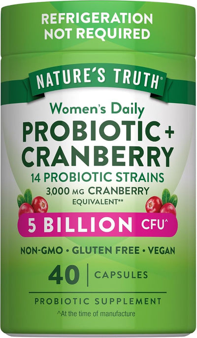 Nature's Truth Women's Probiotics with Cranberry - 40 Vegetarian Capsules, 5 Billion CFUs