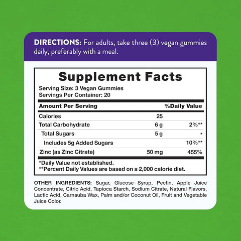 Nature's Truth Zinc Gummies - 50mg, 60 Vegan Gummies - Image 2